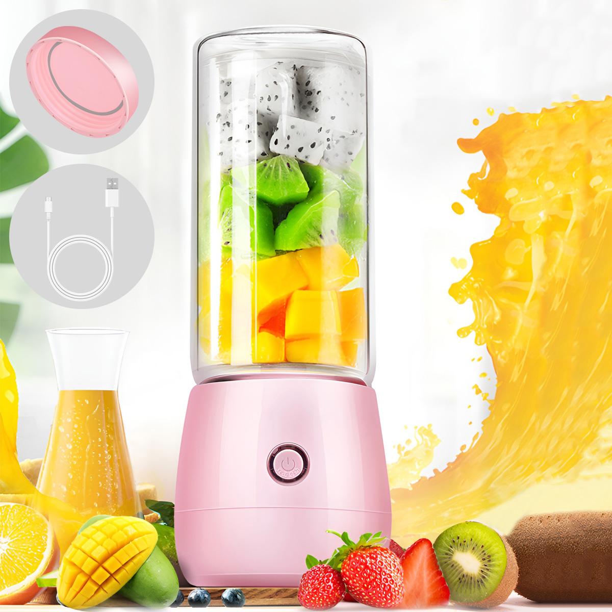 Pink single cup button juicer 450ml capacity 6-leaf steel knife juice mixer