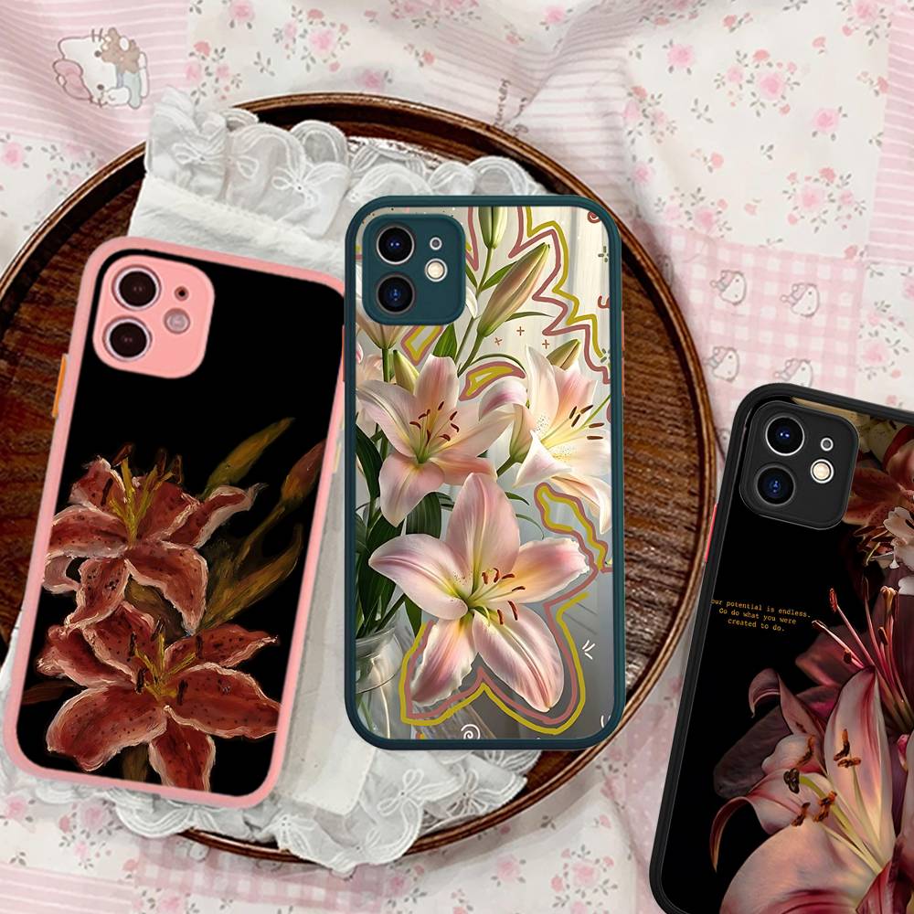 Painting Lily Flowers Phone Case For IPhone 17 16 15 14 11 12 13 Mini Pro XS Max Plus Funda Shell