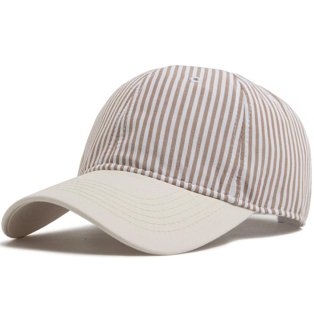 Soft Top Striped Design Baseball Cap Adjustable Sun Protection Casual Hat Breathable Lightweight Peaked Caps For Women Men