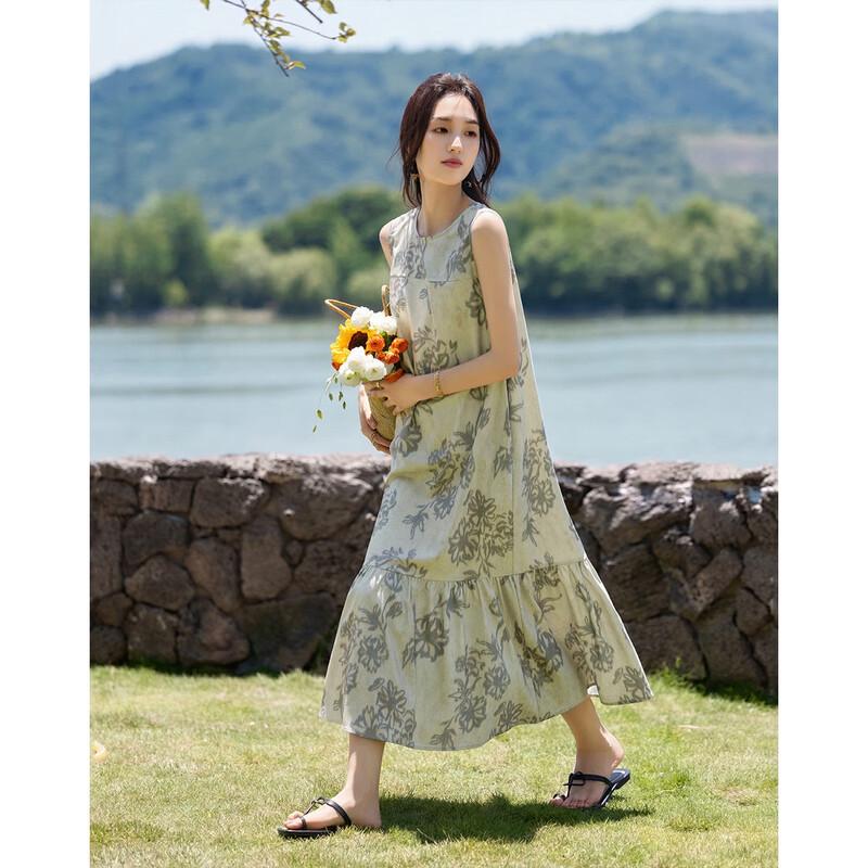 

Demana Literary Style Printed A-Line Midi Dress M