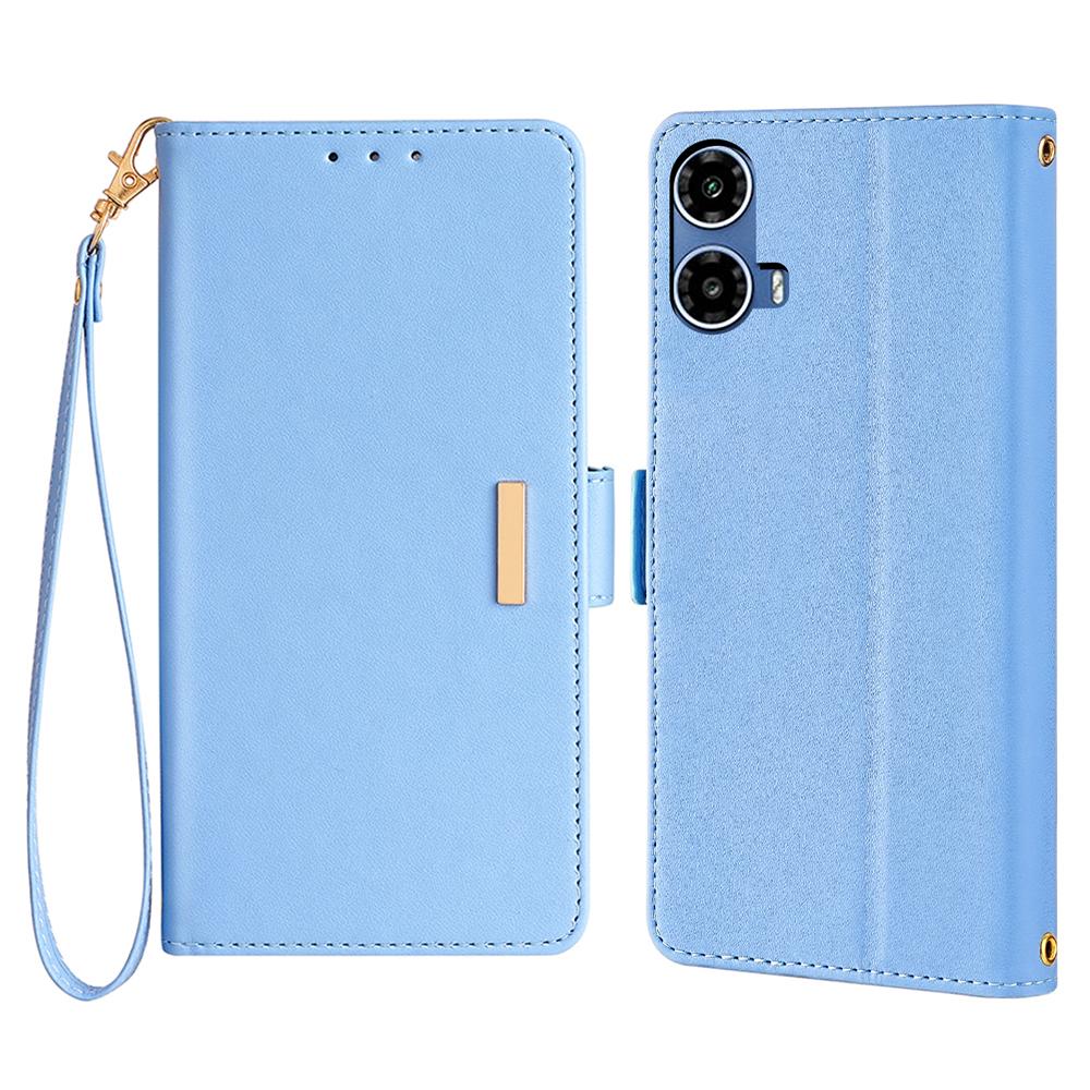 For Motorola Moto G34 5G Leather Wallet Case RFID Blocking Stand Cover with Hand Strap