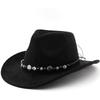 Solid color suede fedora hat, ethnic style belt, western cowboy hat, curled brim retro equestrian hat, wool felt hat