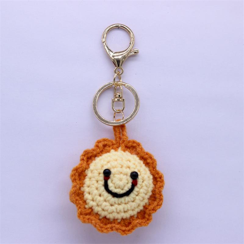 Creative Handmade Knitted Sunflower Keychain Keyring For Women Girl Cute Crocheted Flower Pendant Car Key Ring Handbag Gifts New