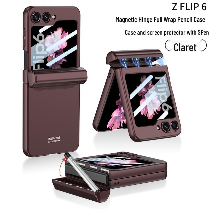 Samsung Z Flip6 Magnetic Pen Case: Stylish Holder with Foldable Screen Protection and Durable Hard Shell