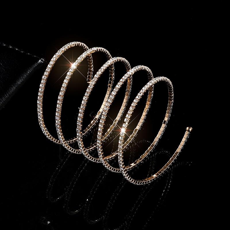 Arm Ring Rhinestone Elastic Bracelet Performance Belly Dance Jewelry Bride Multi-layer Grab Chain Bracelet Women