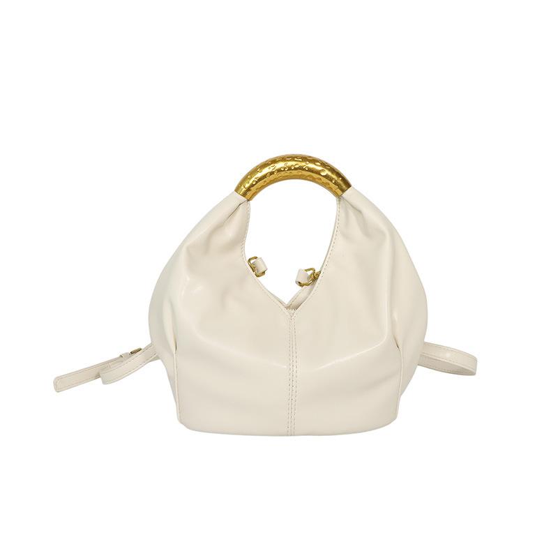 Women s Handbag, Women s Metal Hand-held Decorative Soft Surface Handbag, Fashionable and Versatile Dumpling Bag, Light Luxury Texture Crossbody Bag