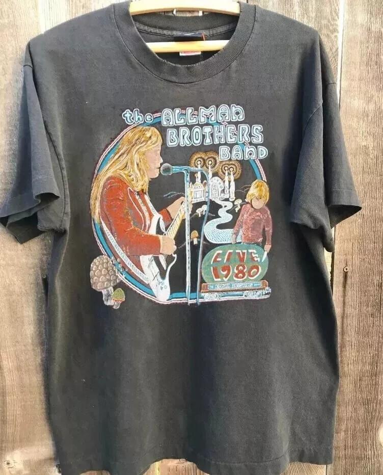 The Allman Brothers Band 1980 Concert Retro Charcoal Unisex Tshirt Men Women Unisex T-Shirt L
