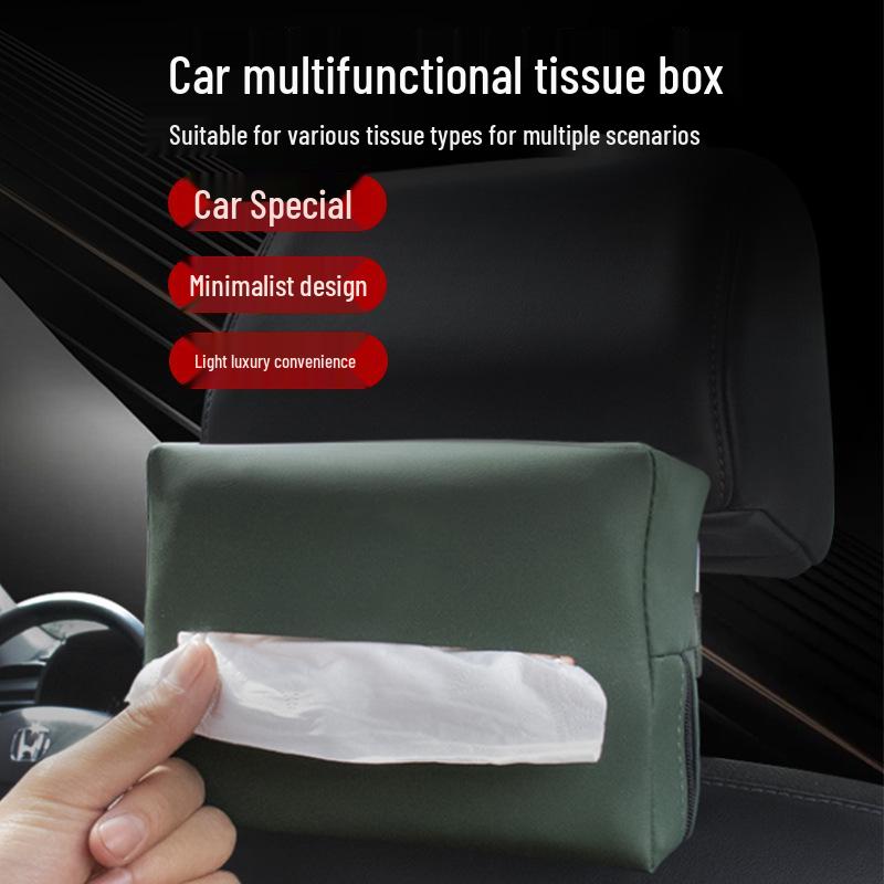 Volvo Leather Car Tissue Box & Seat Back Bag