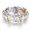 Elegant Geometric Cubic Zirconia Two-tone Ring For Women Gold Plated Fashion Jewelry