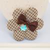 Houndstooth Five-Petal Fabric Flower Brooch & Bow Tie Accessory Set