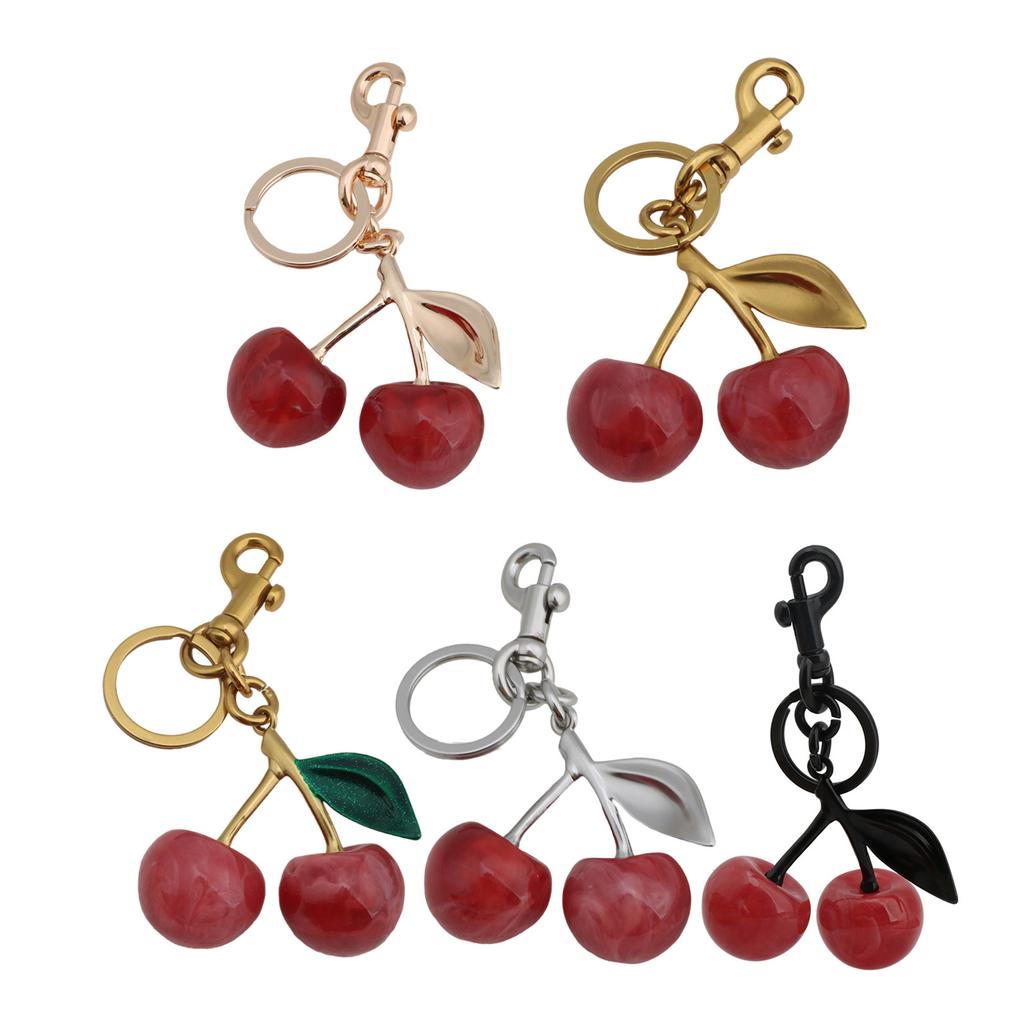 Youthful Cherry Accessory Fashionable Keychain Alloy Resin Texture Cherry Keyrings Suitable for Party and Casual Outfits