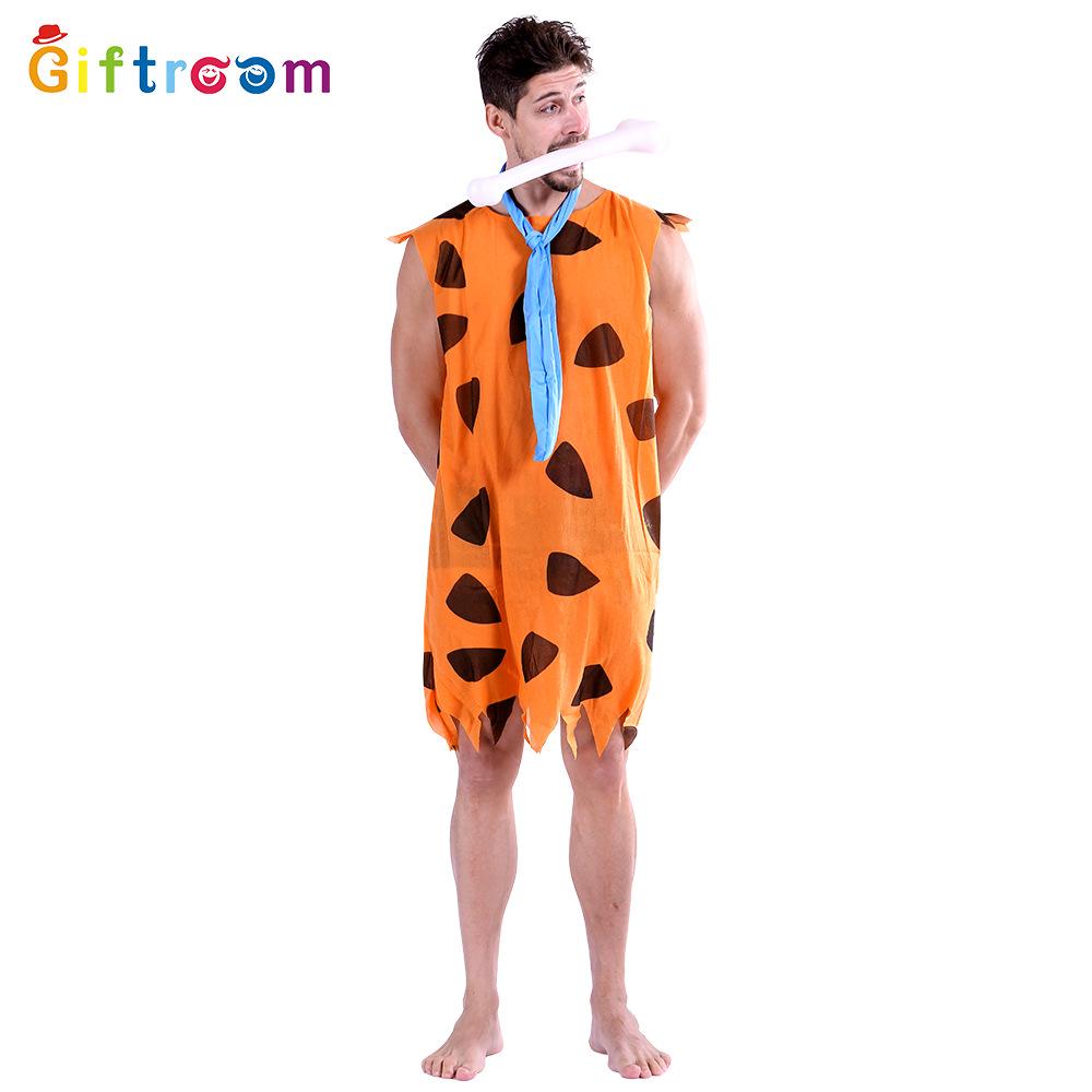 Halloween Yellow Spotted Adult Male Savage Cosplay Costume for Performances