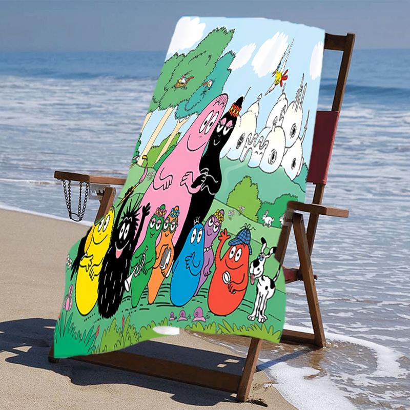 proof beach towel with a Barbapapa pattern - soft,absorbent,quick-drying,machine washable - perfect for swimming,camping,bathing
