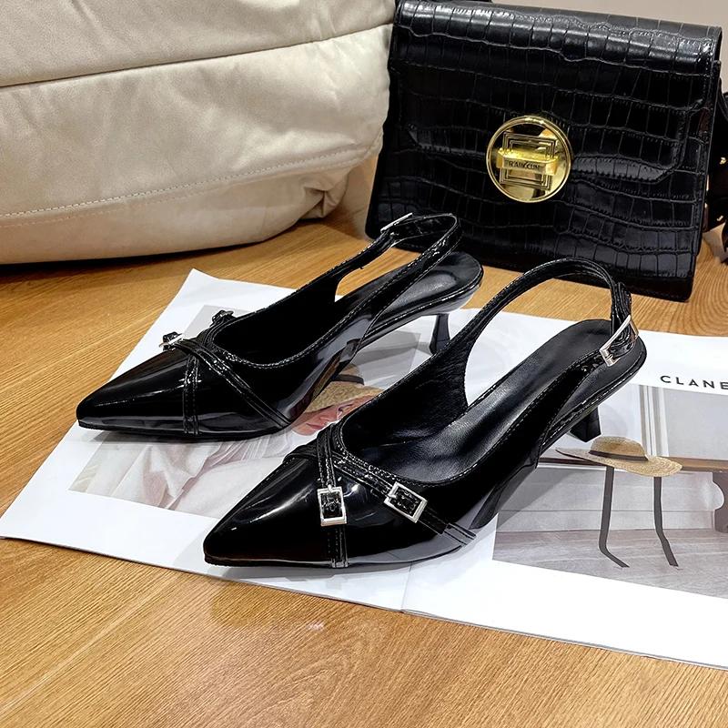 Fashion Big Size Footwear Wine Red Women High Heels Shoes Fashion Pointed Toe Pumps Ladies Thin Heels Shoes Female Slingbacks Slides