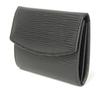 Used LV Logo Embossed Black Card Case with Gusset, Bifold, Epi Noir, 12564 Porte Monnaie Simple M63412 7943, Unisex