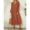 2022 Spring European-American Women's Cotton Linen Lantern Sleeve Dress