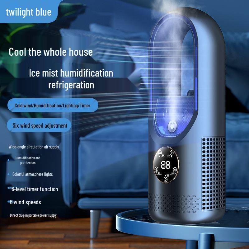 

Portable USB Desktop Air Conditioner: Multi-Functional Cooling & Humidifying Fan for Home, Dorm, Office Direct Insert Model синій