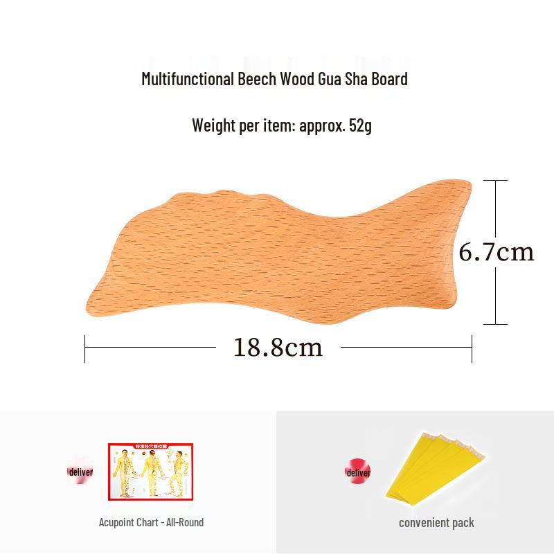 Beech Wood Gua Sha Board: Multifunctional Face Massage and Meridian Dredging Tool - Portable and Household Friendly