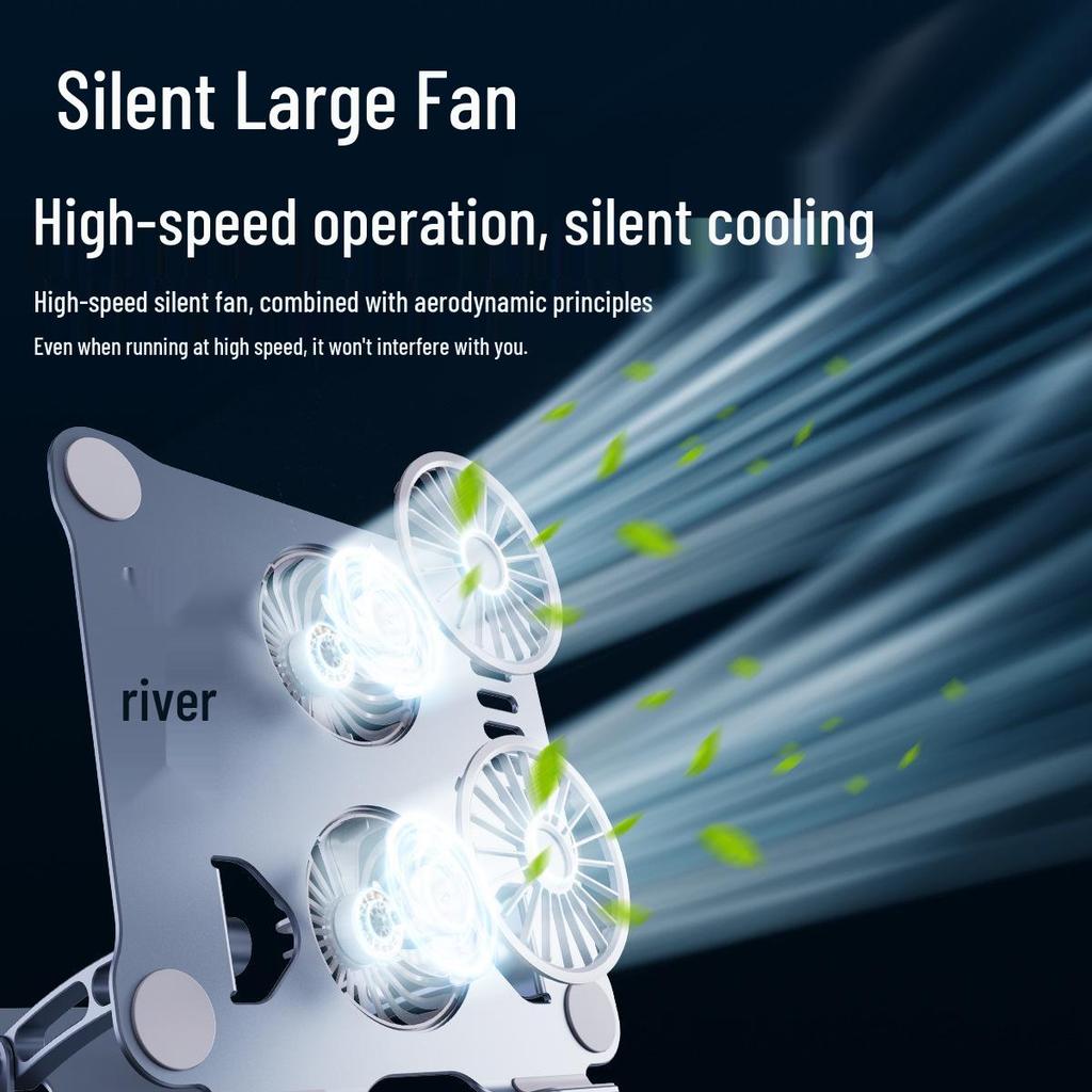 Aluminum Alloy Laptop Cooling Stand with 360° Rotation & Three-Level Adjustability