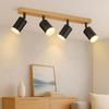 Spot Plafond Bois Noir 4 Spots GU10 Orientables 350° - NETTLIFE - Style Industriel Vintage pour Salon Cuisine Chambre Bureau