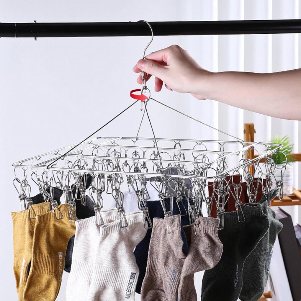 Space-saving Metal Sock Hanger Convenient And Practical Multifunctional Stainless Steel Drying Rack With Hanger