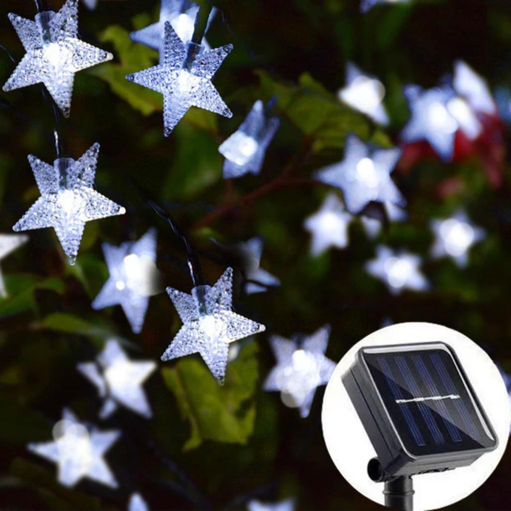 New 5/7/12M Solar Star String Lights Outdoor  Solar Powered Fairy Lights  Christmas Patio Garden Yard Porch Wedding Decor