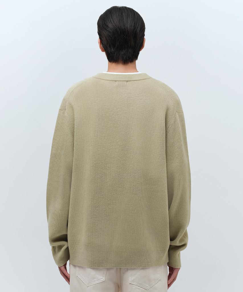 Musinsa Standard [Victoria Wool] Minimal Ribbed V-Neck Knit [Mint Gray]