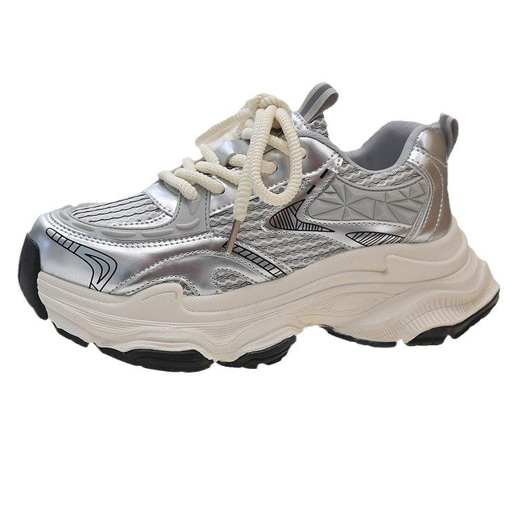 Daddy shoes women's 2025 new summer breathable mesh single shoes platform-soled fried street light running casual sports shoes