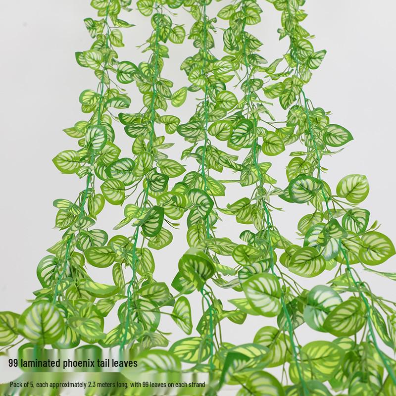 Artificial Rattan Green Pothos Leaf Vine: Decorative Plastic Plant for Ceiling or Home Décor