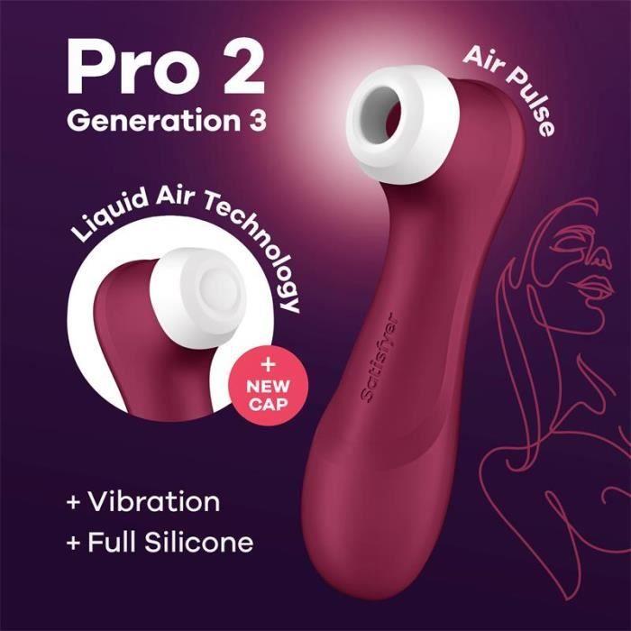 Stimulateur Clitoridien - SATISFYER - Pro 2 Gen 3 - Liquid Air - Ventouse - Bordeaux