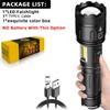 12000LM XHP160 LED+COB White/red Light Outdoor  Strong Lamp Flashlight USB-C Charging Aluminum Alloy with Side Lights LED Torch