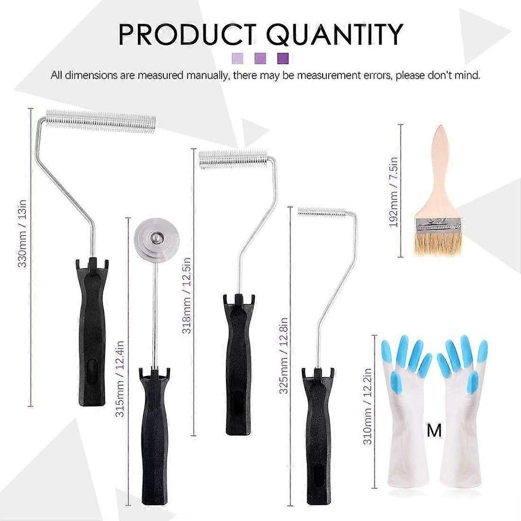 Pcs Fiberglass Roller Set and 1 Pcs Detail Brush with 1 Pair Gloves Fiberglass Bubble Paddle Tool, Mold Paint Roller Kit