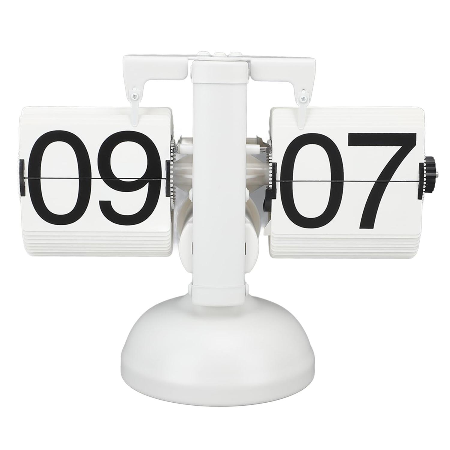 

Retro Automatic Flipping Clock Balance Mechanical Flip Over Quartz Table Clock for Living Room White
