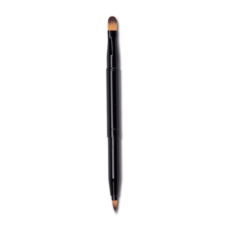 Double-Ended Retractable Lip Brush with Cap - Portable, Colorful Metal Design for Makeup Artists