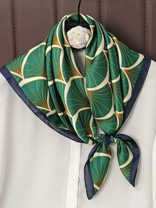 SIYUTANG 70cm Floral Silk Satin Scarf