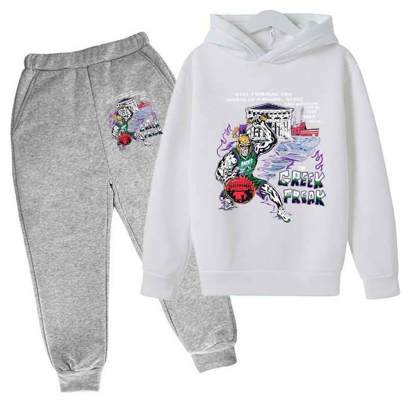 Autumn Winter Milwaukee Bucks "The Greek Freak" Supernatural Printed Hoodies Sweatpants Set Casual Warm Sports Long Sleeved Pants Men's Sport Wear