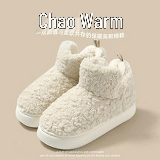 Home Warm Cotton Slippers, Non-Slip Thick Sole, Indoor Winter Shoes for Men & Women