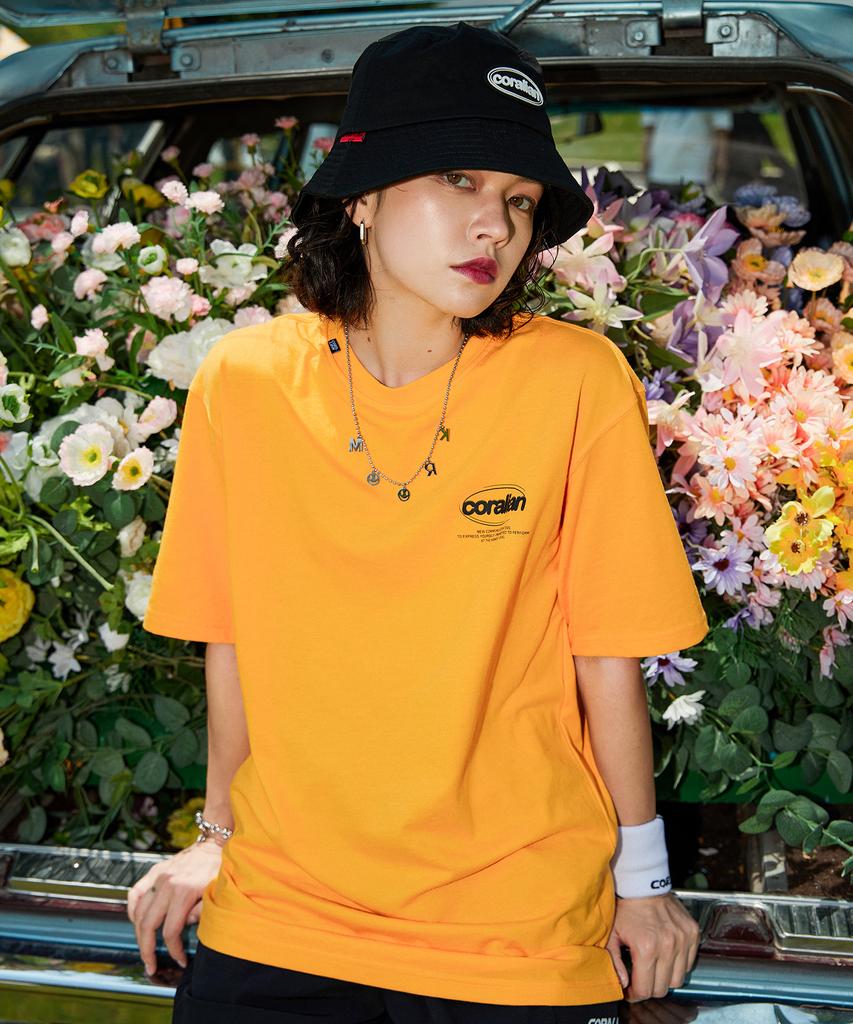 CORALIAN Runoff Coin Short Sleeve Cotton T-Shirt Orange