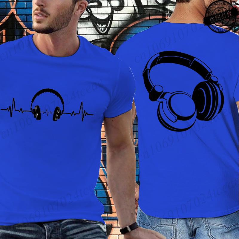 Music Dj Fashion T Shirt Men Women Headphone Music Lover  Print Tshirt Short Sleeve Round Neck Men Casual Summer Fashion T-shirt