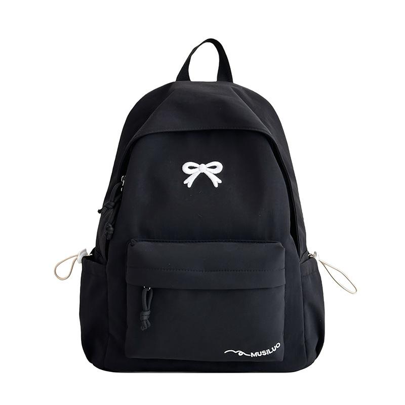 School Bag High-Value Bow Lightweight Small Backpack Japanese Style Ins Simple Schoolbag for Middle and High School Students Versatile Backpack