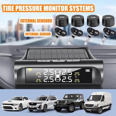 Smart Car TPMS Systém monitorování tlaku v pneumatikách Solární digitální hodiny LCD displej Tlak v pneumatikách, teplota a bezpečnostní systém