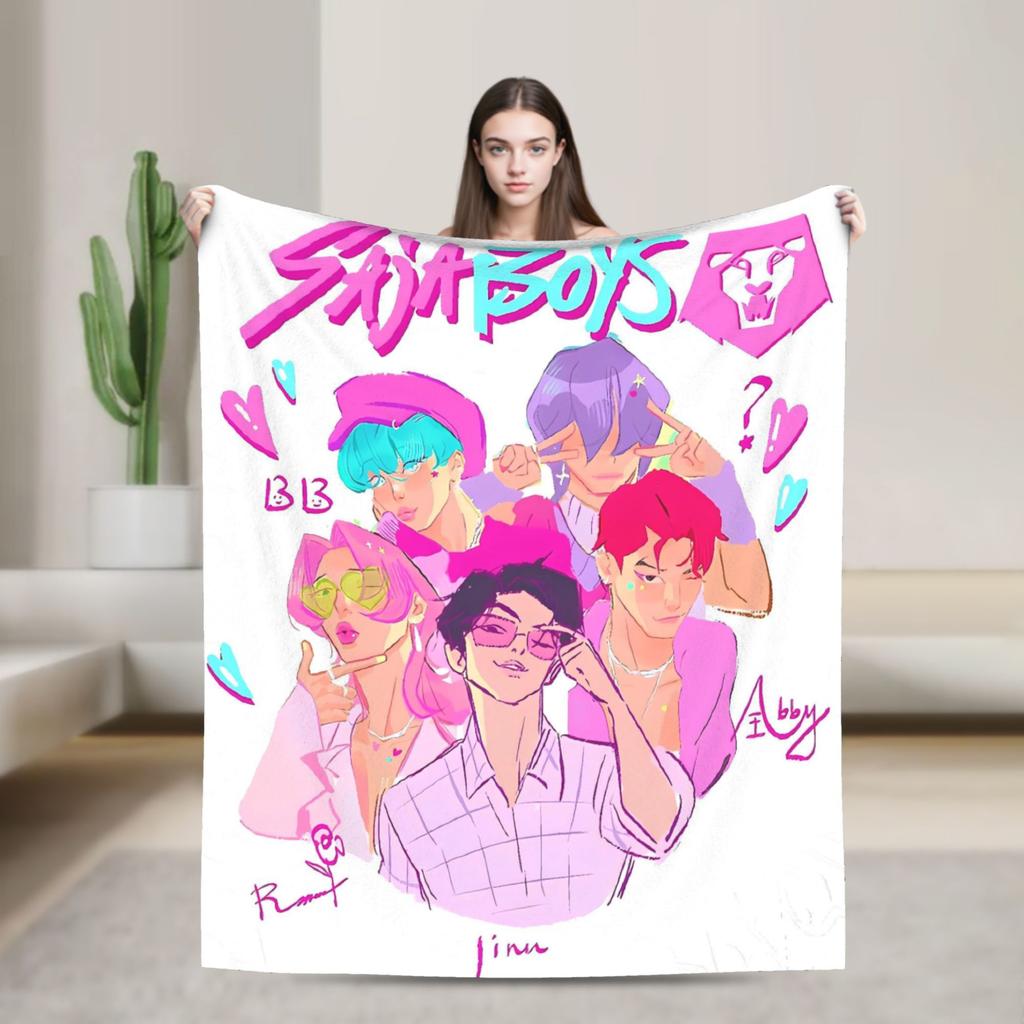 Super Soft Blanket Decorative K-Pop Demon Hunters Hot Anime  Throw Blanket  Flannel Bedspread For Couch Bed Sofa Bed Cover