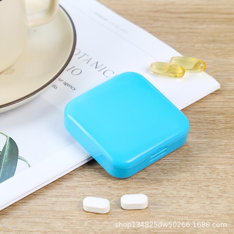 

New Macaron Children s Portable Push-Pull Medicine Box Square Mini Two-grid Sealed Dust-proof Storage Small Medicine Box синий