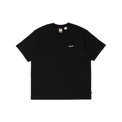 Levis Solid Logo Embroidered Crew Neck Pullover T-Shirt Unisex Tops Black A0637-0001