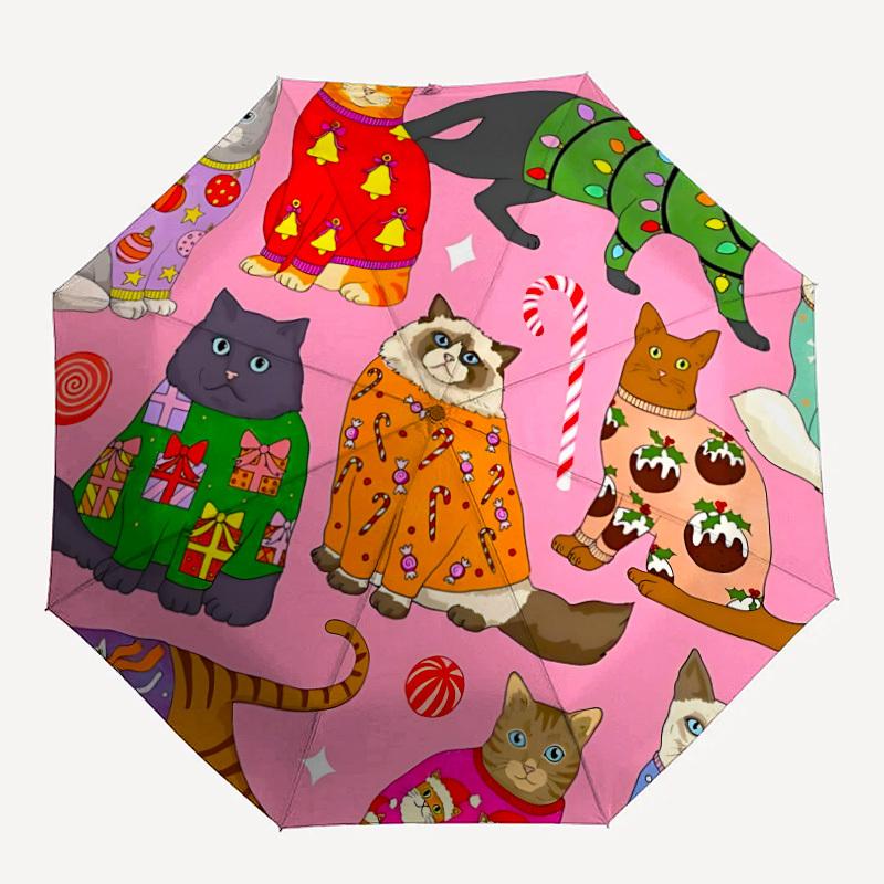 

1pc Cat Sweaters Automatic Folding Umbrella - Portable Collapsible 8-Rib Umbrella for All Seasons Durable Canopy yy251119122