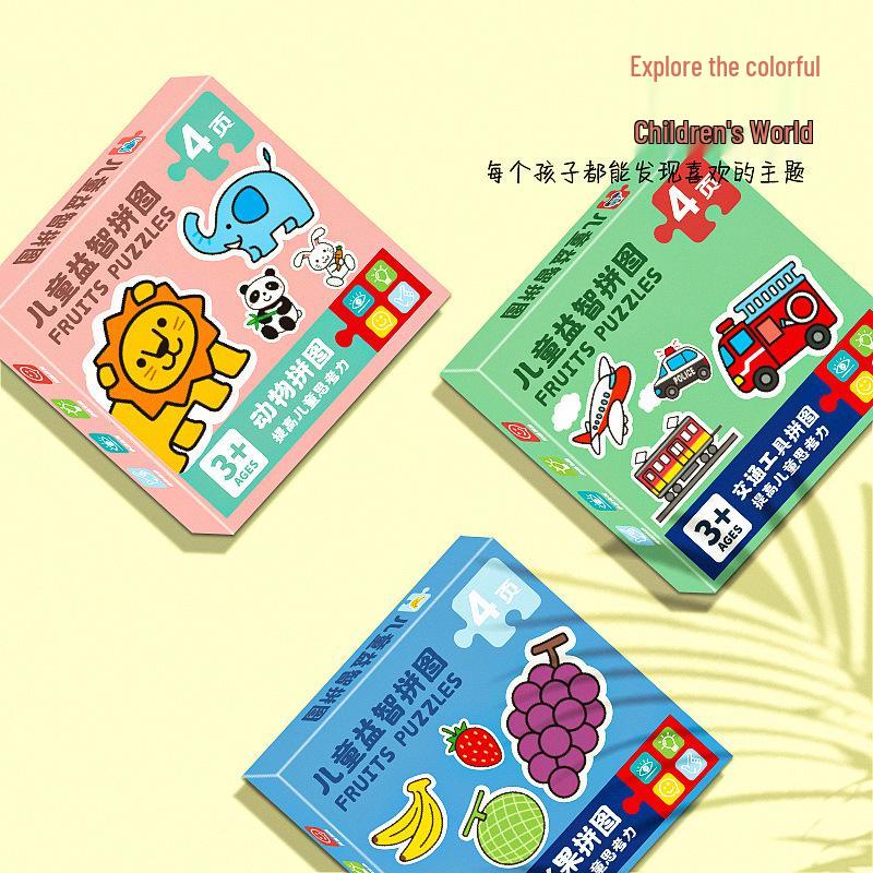 Cartoon Animal & Fruit Puzzles for Kids 3-6: Early Educational Toy for Boys & Girls