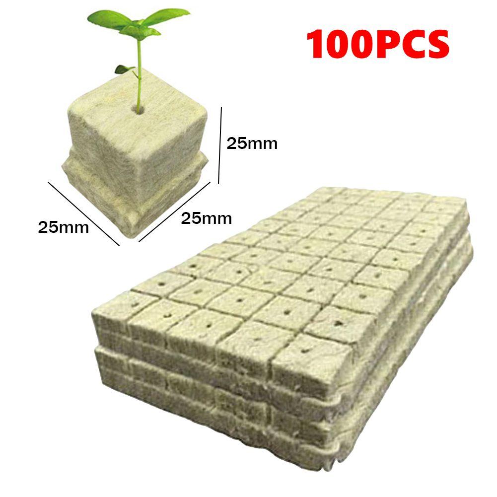 100PCS/50PCS 40mm/30mm Stonewool Hydroponic Grow Media Cubes Plant Cubes Soilless Substrate Seeded Rock Wool Plug Seedling Block