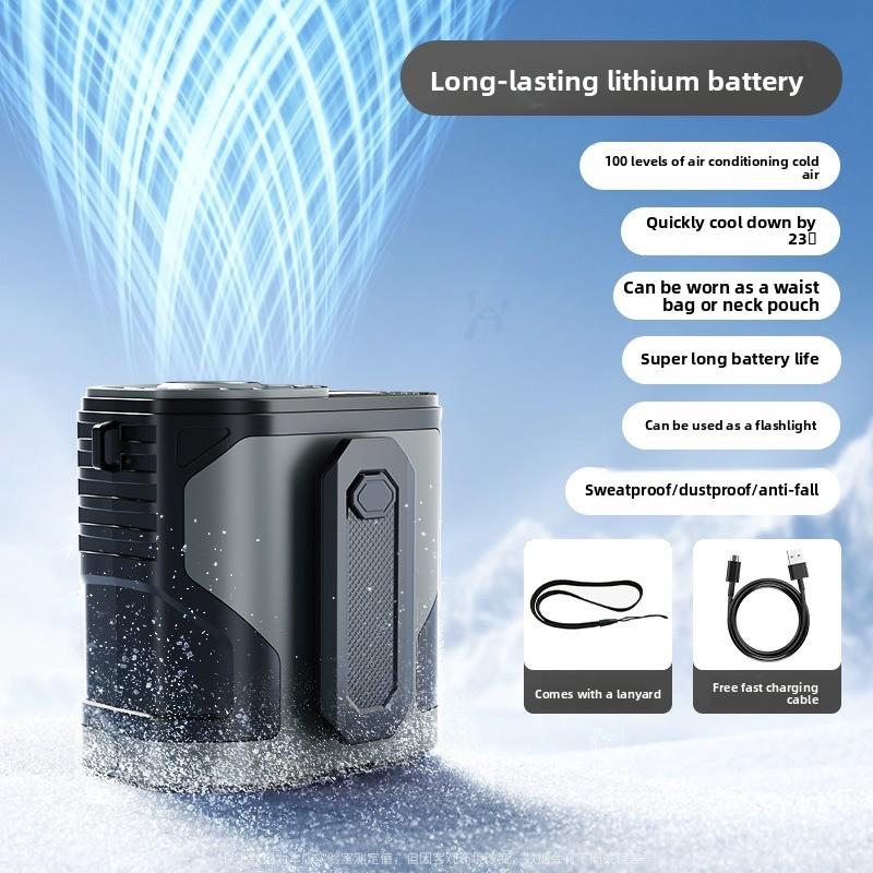 Waist Mount Clip on Fan USB Rechargeable Hand Free High Speed Portable Mini Cooling Fan for Outdoor Working Camping Travel Sport