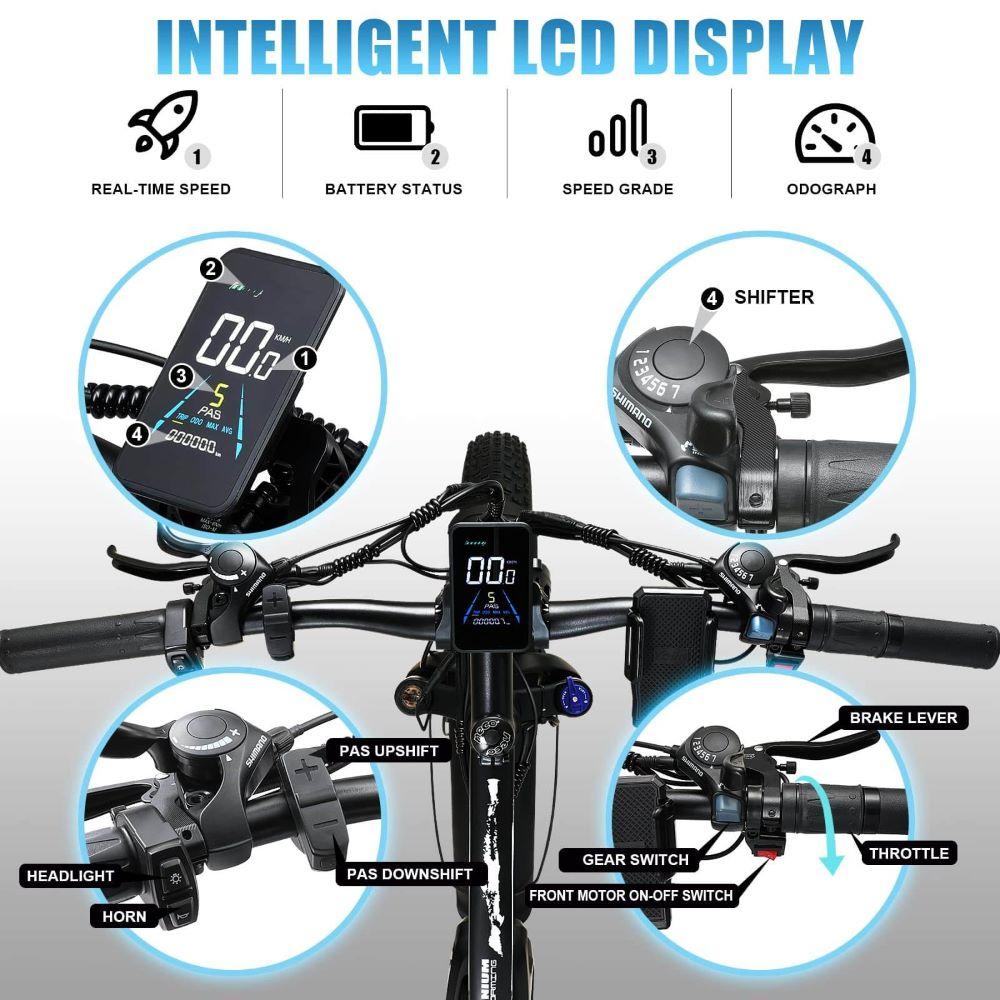 Electric Bicycle All Terrain Keteles k800 26" 1000Wx2 Motor Adult Ebike Top Speed 50Km/h 48V 23AH 21 Speed Load 150Kg