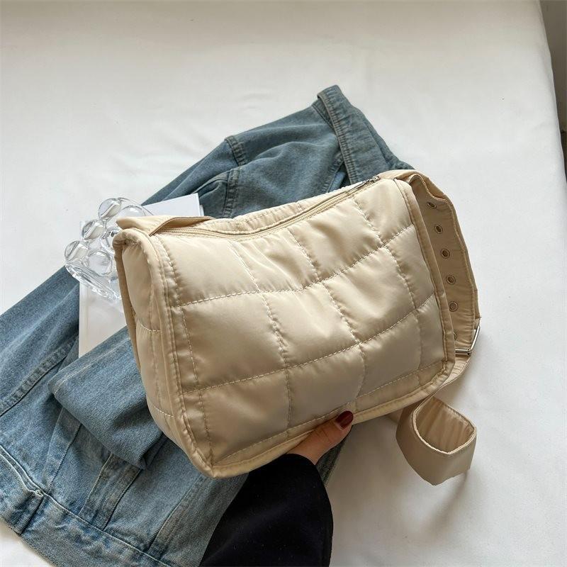 Stylish Women's Wide Strap Casual Shoulder Crossbody Canvas Bag For 2024 In Cream Black Orange And Green